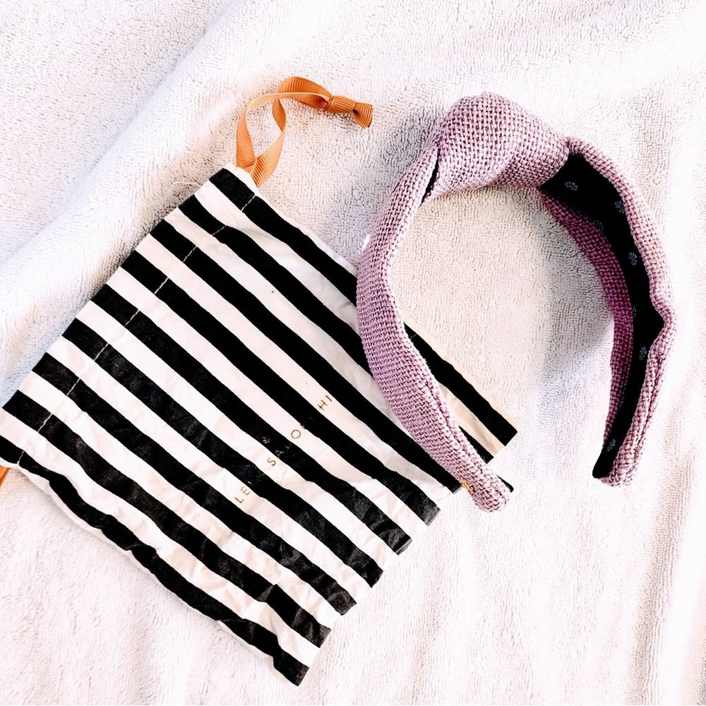 Lele Sadoughi Purple Burlap Knotted Headband